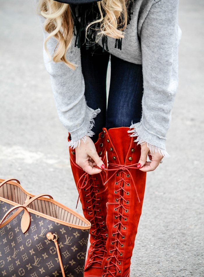 LNL love 'n' labels: red Free People lace up boots