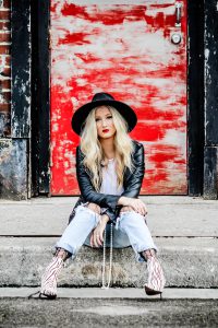 textured tights under jeans with leather jacket