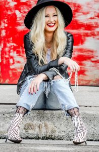 textured tights under jeans with leather jacket