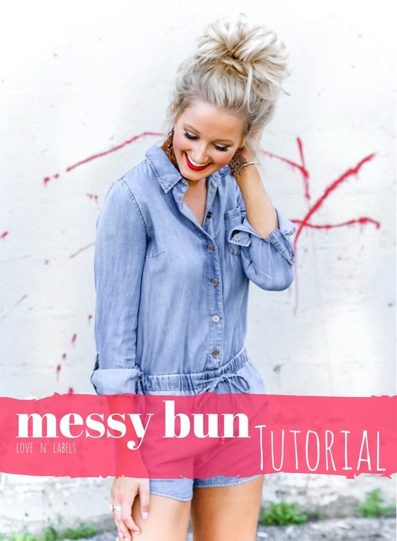 Lightweight Denim Romper and Messy Bun Tutorial | love 'n' labels www.lovenlabels.com